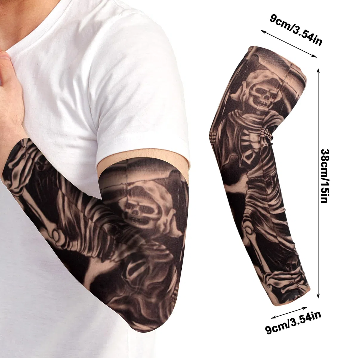TSHAOUN 10 Pezzi Maniche Tatuaggi, Maniche con Tatuaggi per Uomo Manicotti con Tatuaggi Temporanei Finti Maniche Unisex, Realistico Tattoo Finti Maniche di Braccia Protezione Sportiva Ciclismo(10PCS)