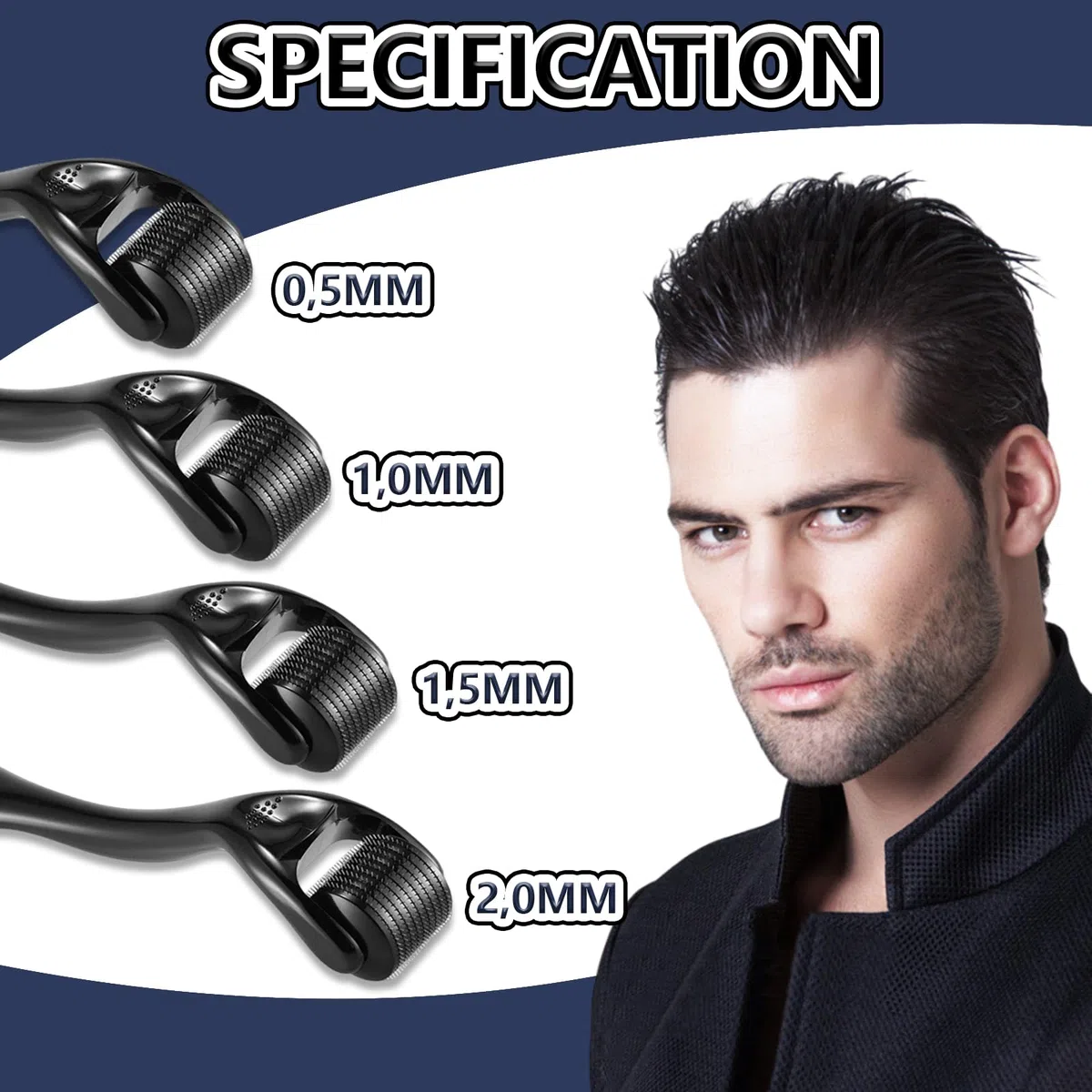 Whaleo Dermaroller Capelli Professionale Micro Rullo, 0,5/1/1,5/2mm Dermaroller Viso,Microneedling Viso,Beard Roller,Micro Rullo para Crescita Barba,Perdita Capelli Delle Rughe Cicatrici Smagliature