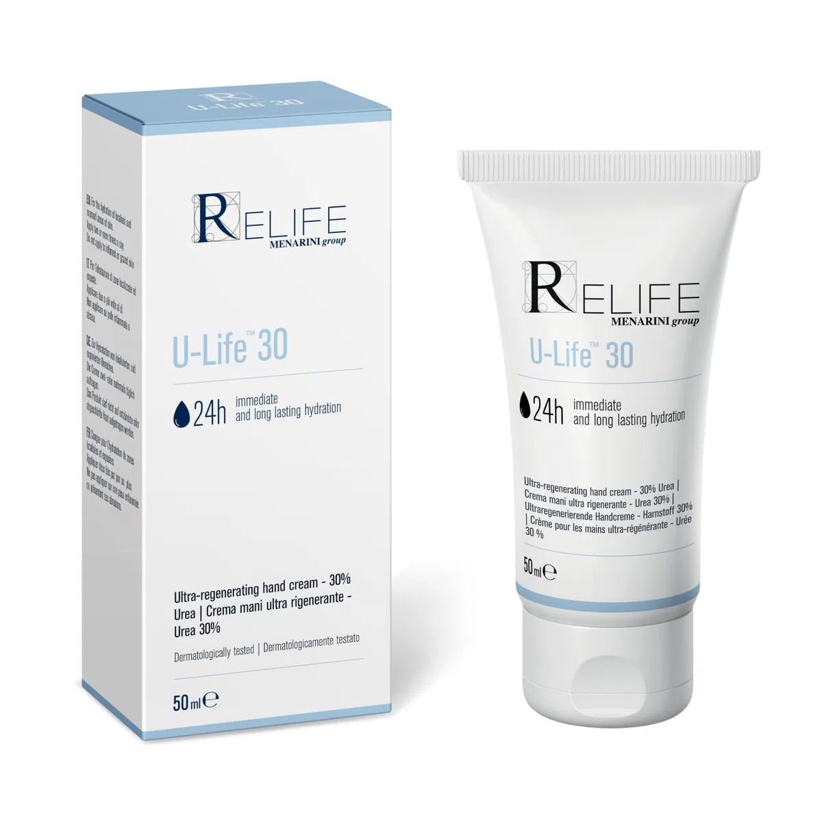 Relife U-Life 30 - Crema mani ultra rigenerante con azione protettiva per l'idratazione di zone localizzate ed esposte con Urea al 30% e Glicerina. Crema da 50 ml