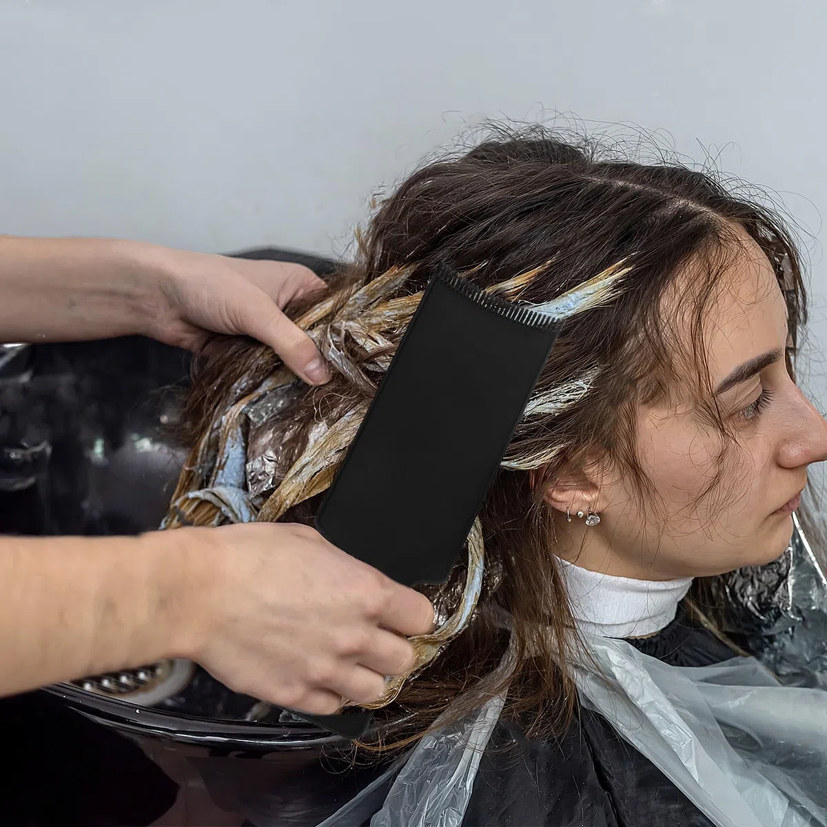 Tavoletta per Balayage Applicazione Uniforme del Colore in Plastica Nera Set 3 Pezzi senza Danneggiare i Chioma per Parrucchieri Professionali per Uso Salon e Fai da Te
