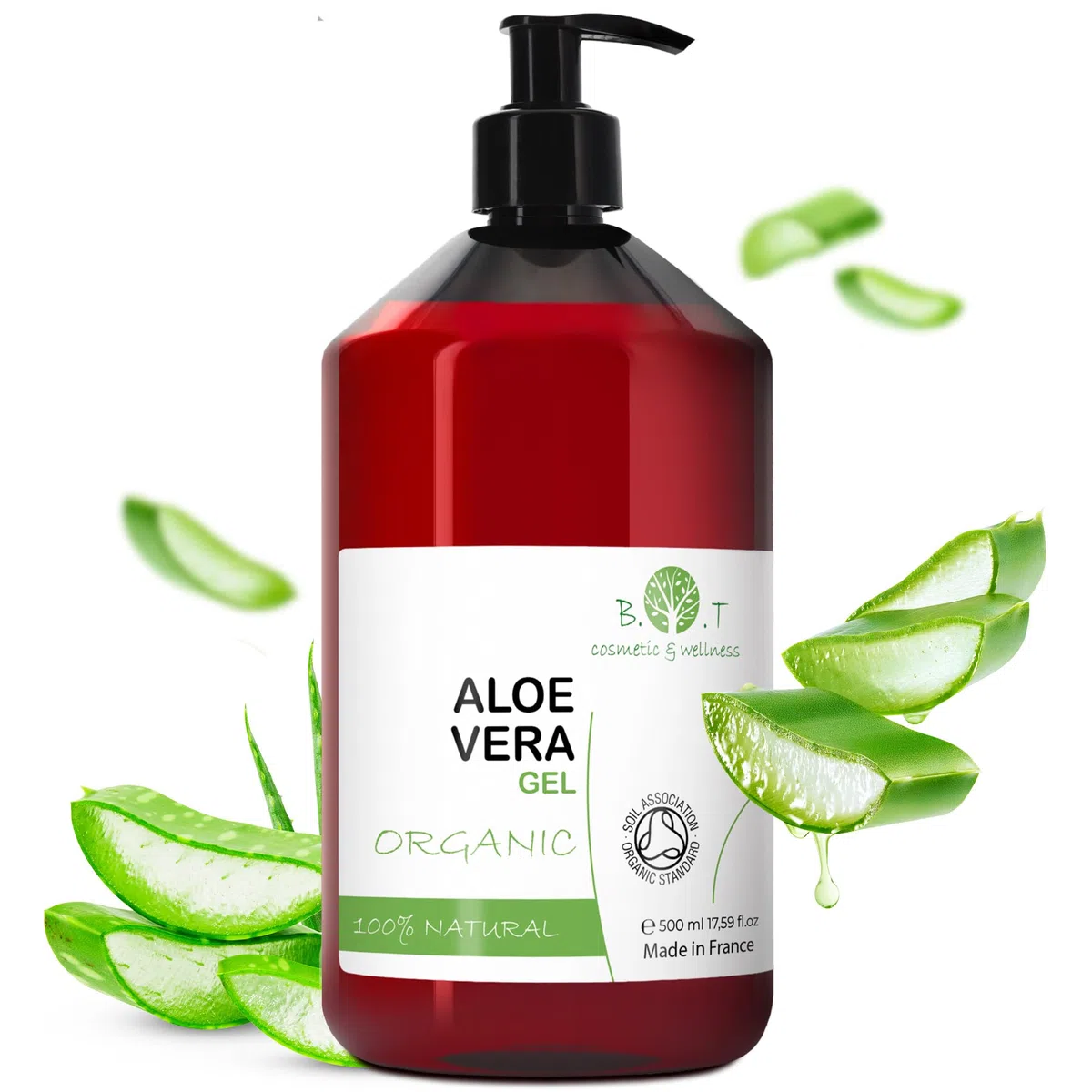 Aloe Vera Gel,100% Puro y Naturale, Biologico, Doposole, Rinfrescante, Scottature, Idratante, Corpo, Viso, Mani, Gel Capelli, Acne, Cicatrici, Post Depilazione, Dopobarba 500 ml