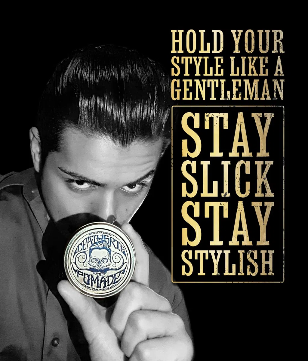 THE VINTAGE GROOMING CO. Death Grip - Pomata per capelli da uomo e pettine tascabile grande in metallo, pomata per capelli da 56,7 g e pettine in metallo da 12,7 x 3,2 cm