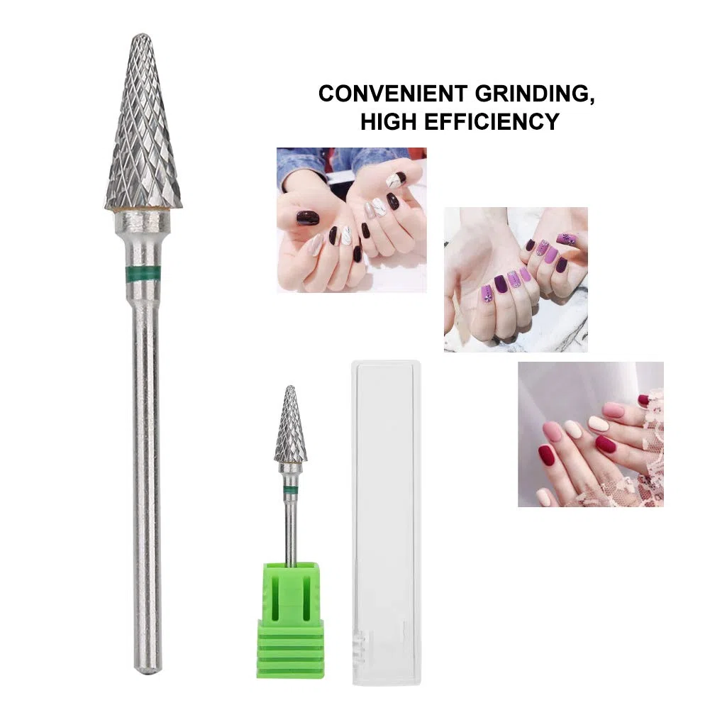 Nail Drill Bit, Punta Professionale Forma Conica, Punta per Manicure in Acciaio al Tungsteno per Manicure, Pedicure, Rimozione Gel, Semipermanente, Acrilico, Nail Art Grana Medium(Etichetta verde)
