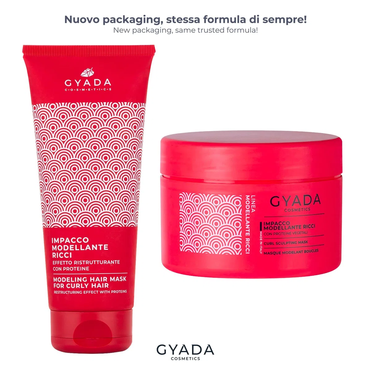 GYADA COSMETICS, Impacco Modellante Ricci, per Capelli Sfibrati e Crespi, Aumenta Tenuta Riccio, Intensa Azione Districante ed Elasticizzante, con Proteine Vegetali Idrolizzate e Linfa di Vite, 250 ml