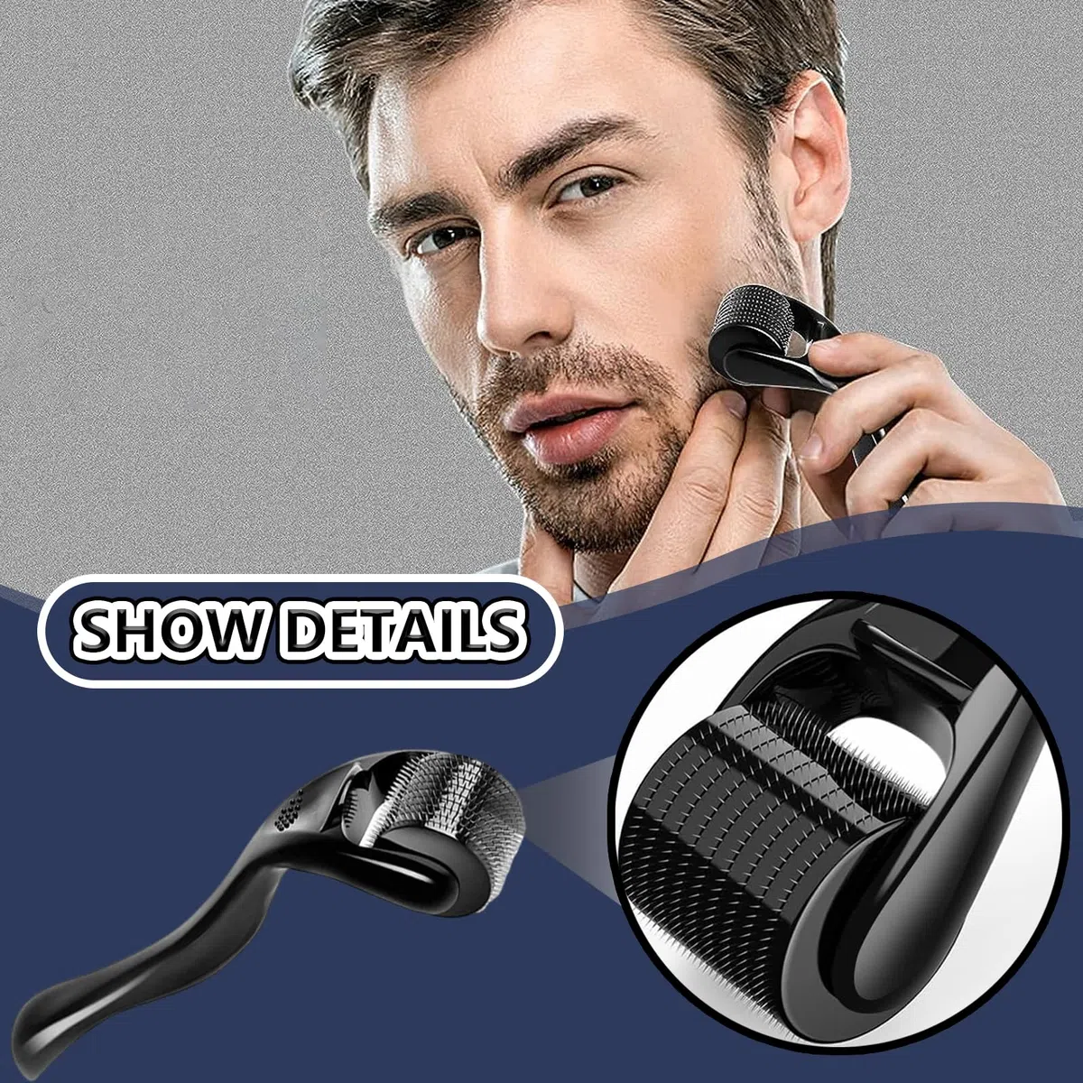 Whaleo Dermaroller Capelli Professionale Micro Rullo, 0,5/1/1,5/2mm Dermaroller Viso,Microneedling Viso,Beard Roller,Micro Rullo para Crescita Barba,Perdita Capelli Delle Rughe Cicatrici Smagliature