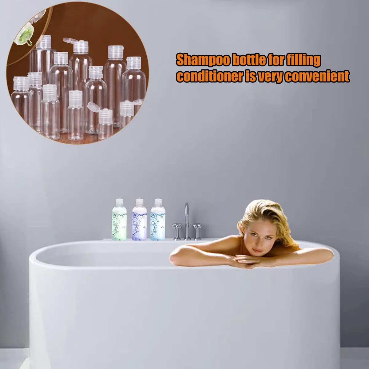 Set di 20 bottiglie da viaggio da 100 ml di plastica vuote da riempire per shampoo, balsamo, lozione, articoli da toeletta, con imbuto ed etichette