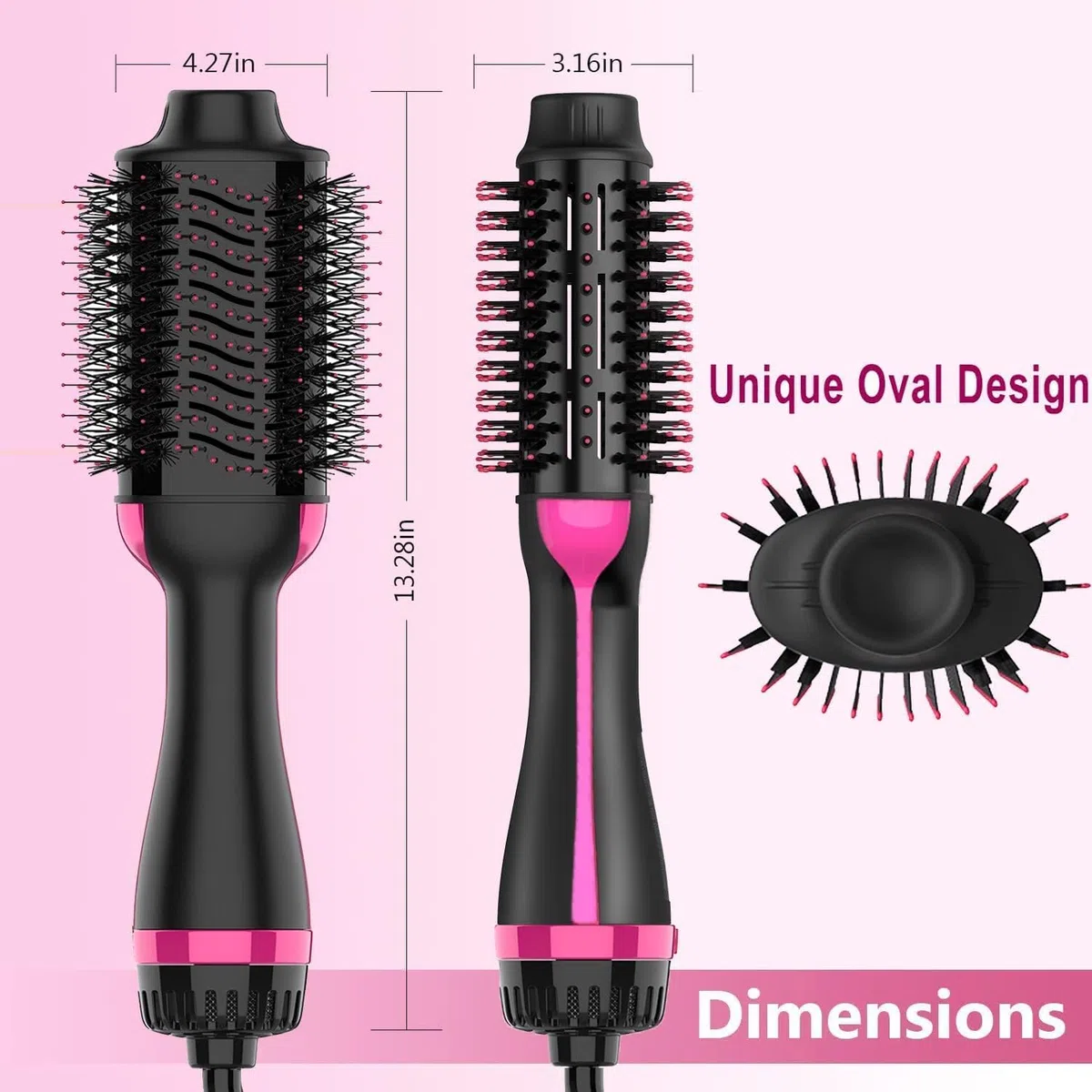 Spazzola ad aria calda 4 in 1 Spazzola Asciugacapelli 3 Temperature 2 Velocità Comoda Presa Asciugacapelli Volumizzatore per arricciare/lisciare i capelli One-Step Spazzola riscaldata elettrica