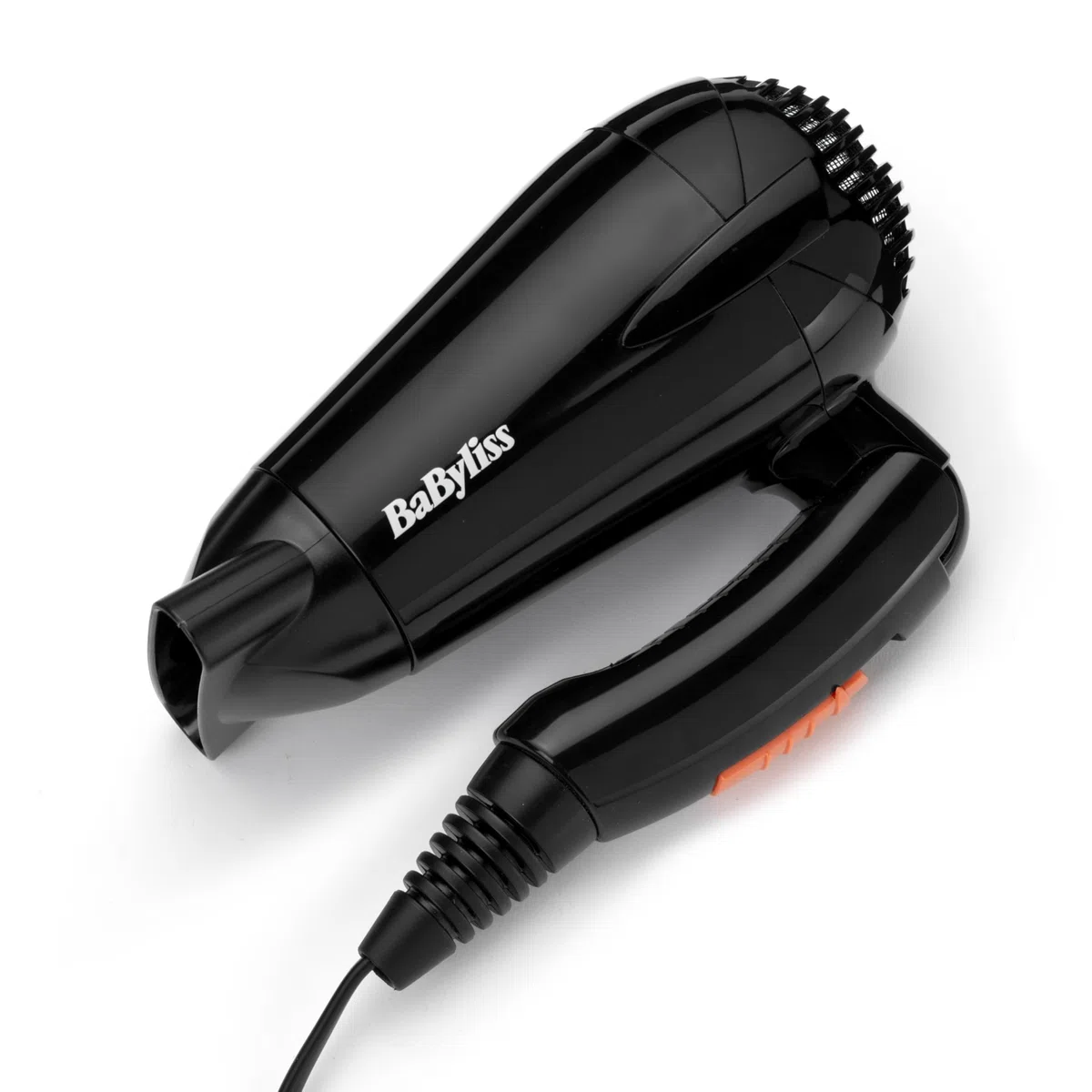 BaByliss Asciugacapelli da viaggio, leggero e potente, 2000W, Doppio voltaggio, utilizzo universale, 2 temperature/velocità, nero/arancione, 5344E