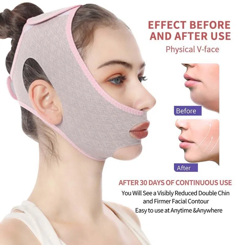 Beauty Face Contouring Sleeping Mask Chin, Riutilizzabile V Line Lifting Mask, V Line Maschere facciali, Cinghia facciale Maschera, Chin Up Maschera Viso (Rosa)