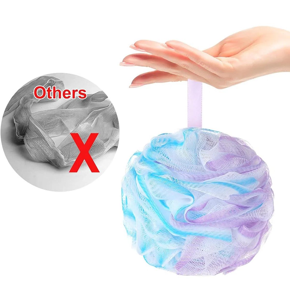 Spugna da doccia in luffa da 75 g/pz extra large spugna doccia scrunchie body puff doccia esfoliante spugna da bagno per adulti (set di 4) fiore col