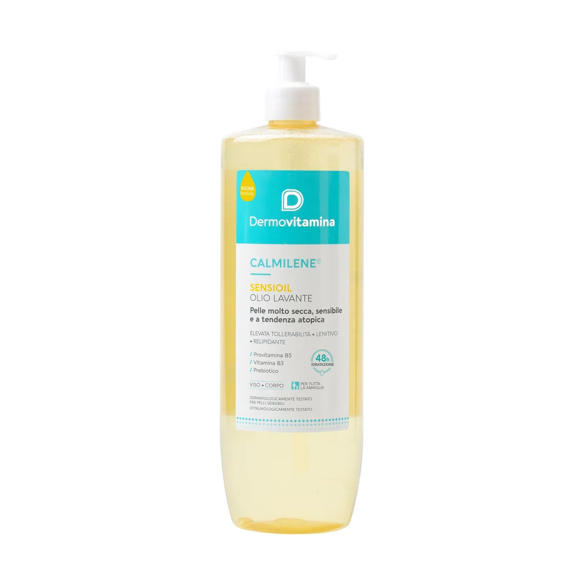 Dermovitamina Sensioil 1L - Olio Doccia Delicato - Olio Lavante Pelli Sensibili - Alta Tollerabilità - Azione Struccante e Lenitiva - Morbidezza della Pelle - Per Tutta la Famiglia