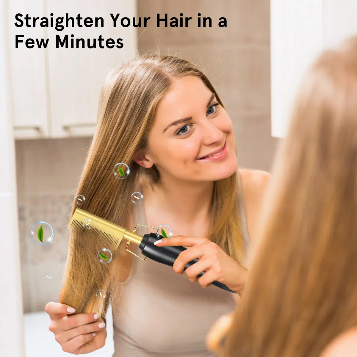Weigudoc Pettine Caldo Elettrico, Pettine Termico per Piastra per Capelli 2 in 1, 3 Livelli di Temperatura, Spazzola per Lisciare la Barba da Uomo per Parrucche, Afro e Barbe