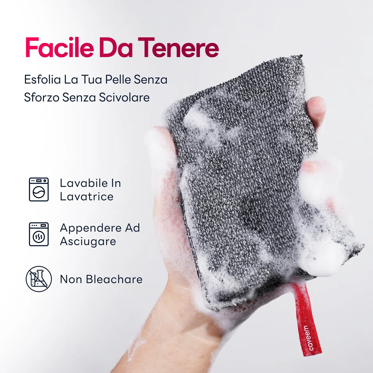CAVEEM Scrubber Esfoliante Per Il Corpo, Grande Esfoliante Per Il Corpo A Doppia Consistenza Per Rimuovere La Pelle Morta, Spugna Quadrata Leggera, Morbida E Ruvida Per La Doccia, 2pcs
