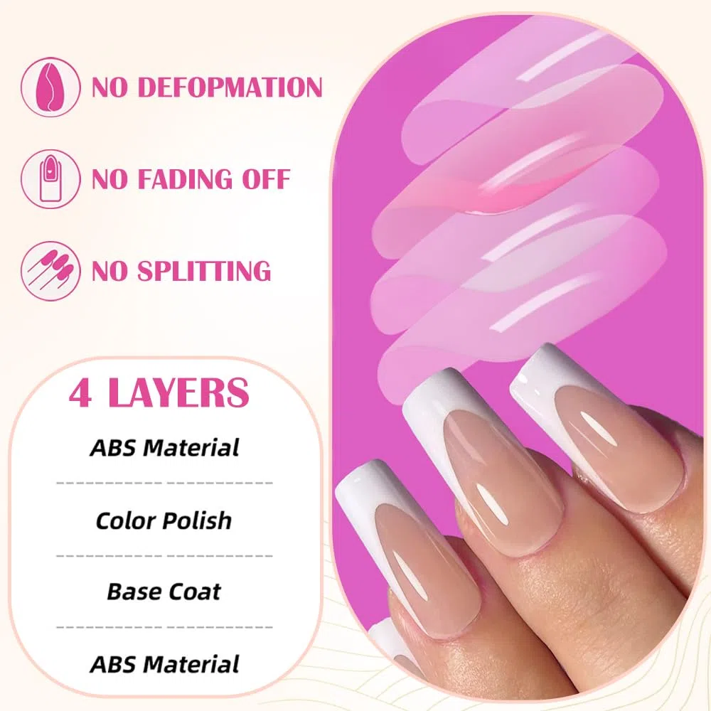 144 PCS Unghie Finte Mani e Piedi Rettangolare Corto Press on Nails Copertura Totale Morbido e Liscio per Donne e Ragazze