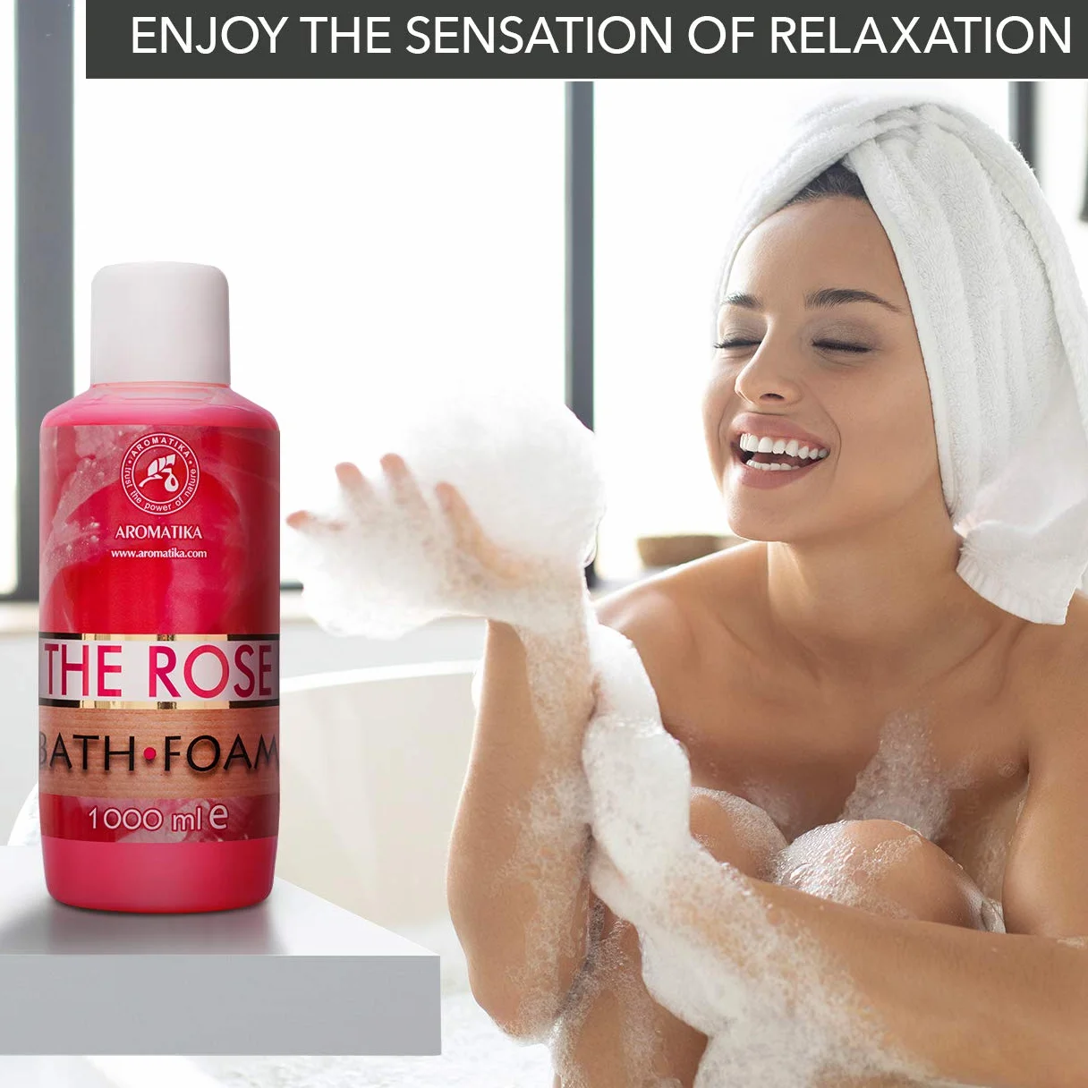 Schiuma da Bagno con Olio Essenziale Assoluto di Rosa 1000 ml - Cura del Corpo - Buon Sonno - Bellezza - Bagno - Cura del Corpo - Benessere - Relax - Aromaterapia - Spa - Aroma di Rosa - Bagnoschiuma