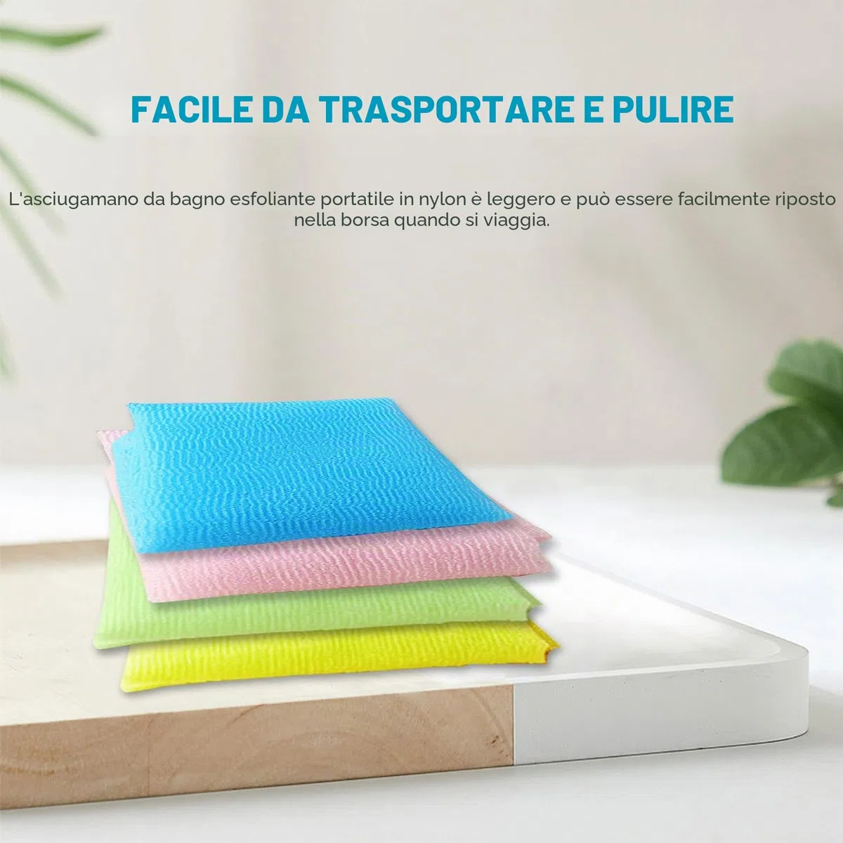 VIKSAUN 4 Pezzi Nylon Multicolore Giapponese Esfoliante Spugna da Doccia, Scrubber Spugna Da Bagno Esfoliante per Uomini Donne Accessori per Pulizia（4 pcs）