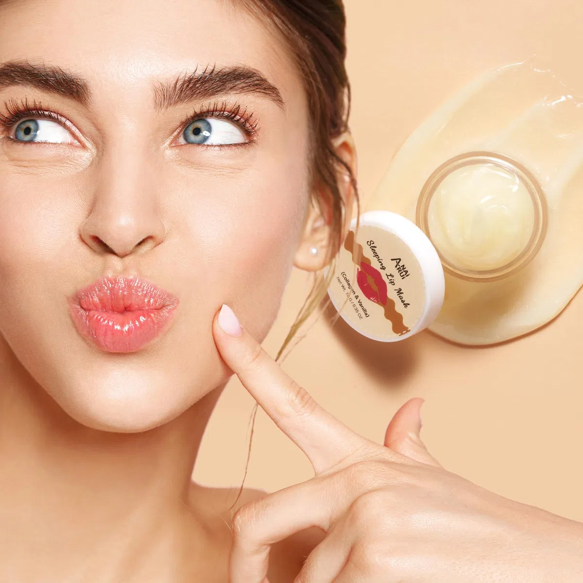 ANAiRUi Set di Maschere e Scrub per Le Labbra, Maschera per Labbra Addormentate Alla Vaniglia & Collagene, Scrub Esfoliante
