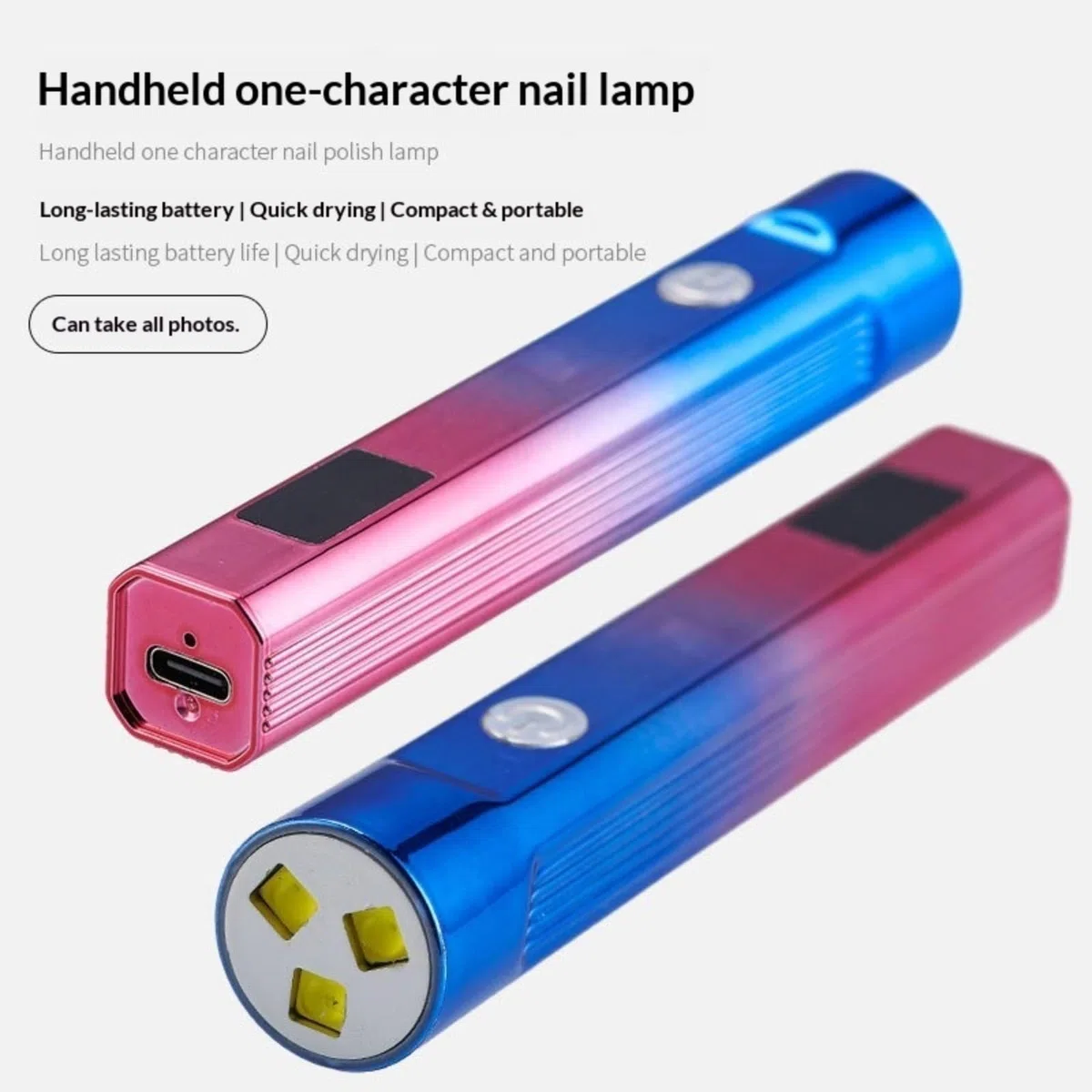 Lampada UV portatile per unghie, mini lampada UV ricaricabile tramite USB, 3 LED per asciugatura rapida dello smalto gel, con indicatore di alimentazione.