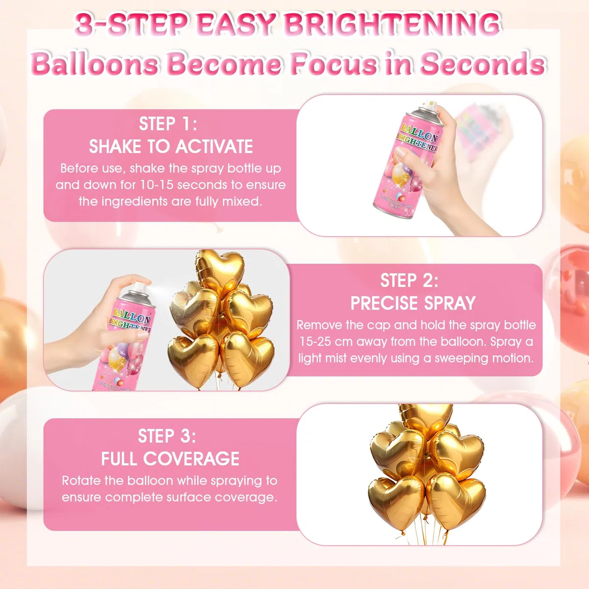 Spray Lucido per Palloncini, Lucido per Palloncini Spray, Balloon Shiny Sprays, Mantiene Palloncinis Scintillanti più Lungo, Adatti Tutti per Matrimoni, Natale Compleanni, 250ml