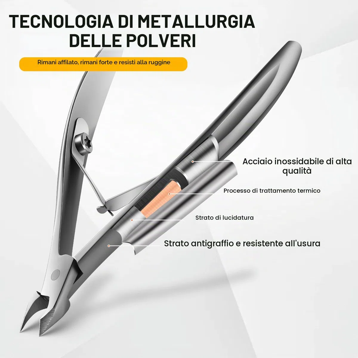 BEZOX Tronchesino Cuticole Professionale in Acciaio Inossidabile cuticola Per Manicure e Piedi, Pinza con Impugnatura Antiscivolo