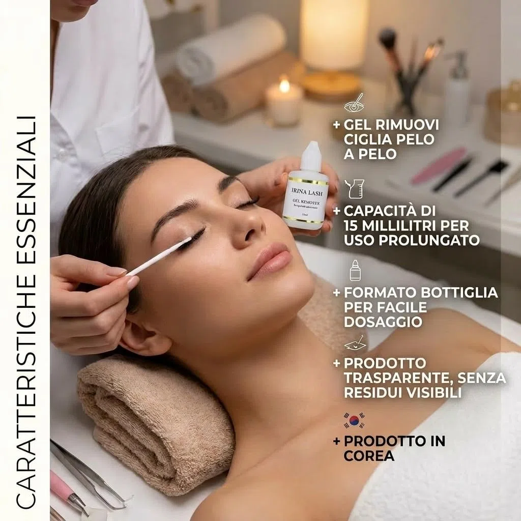 Gel Remover Ciglia Presto che rimuove ogni ciglia singolarmente Registrazione Sanitaria 15 ml Trasparente - Irina Lash