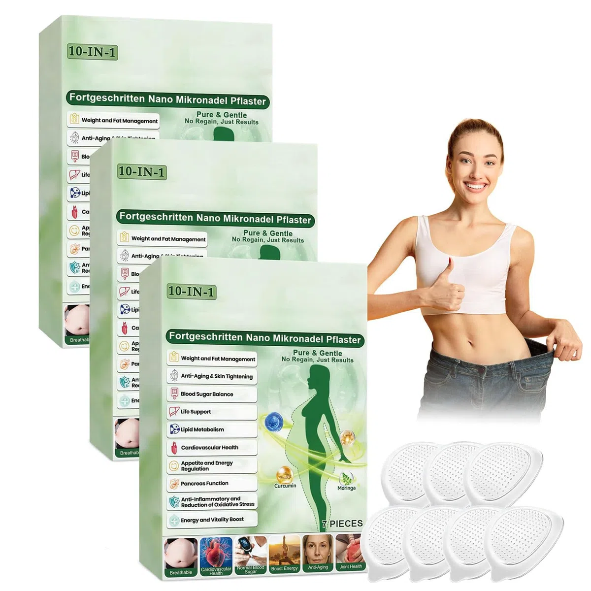 3 confezioni di cerotti dimagranti alla Moringa 10 in 1,cerotti dimagranti con nano microaghi,cerotti alla Moringa 10 in 1,dimagranti e rassodanti,per uomini e donne