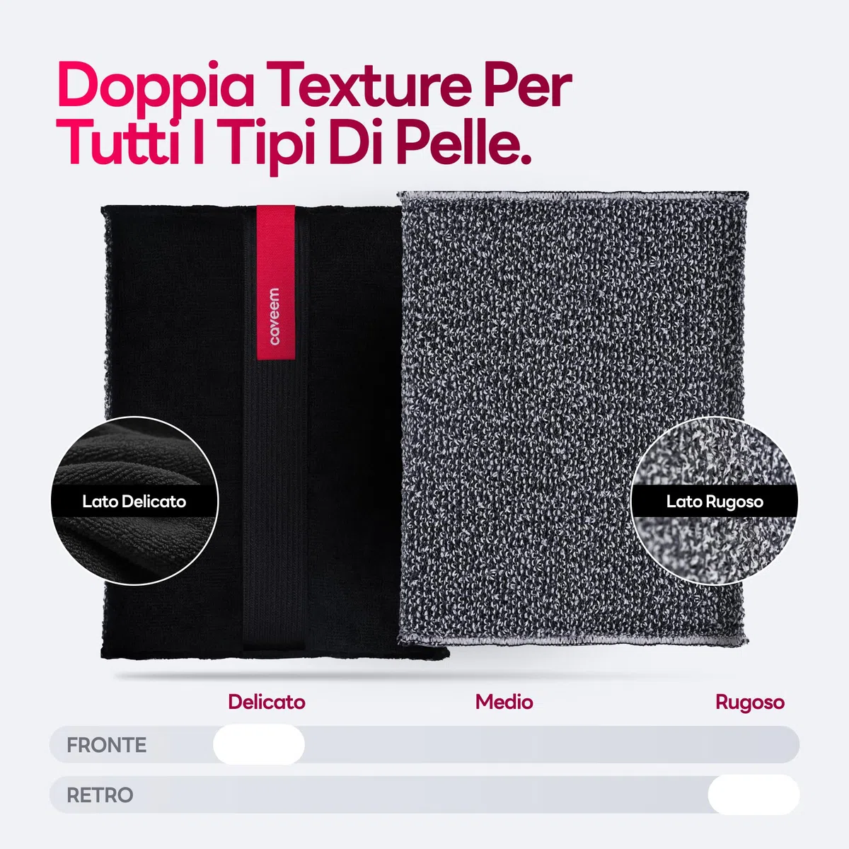 CAVEEM Scrubber Esfoliante Per Il Corpo, Grande Esfoliante Per Il Corpo A Doppia Consistenza Per Rimuovere La Pelle Morta, Spugna Quadrata Leggera, Morbida E Ruvida Per La Doccia, 2pcs