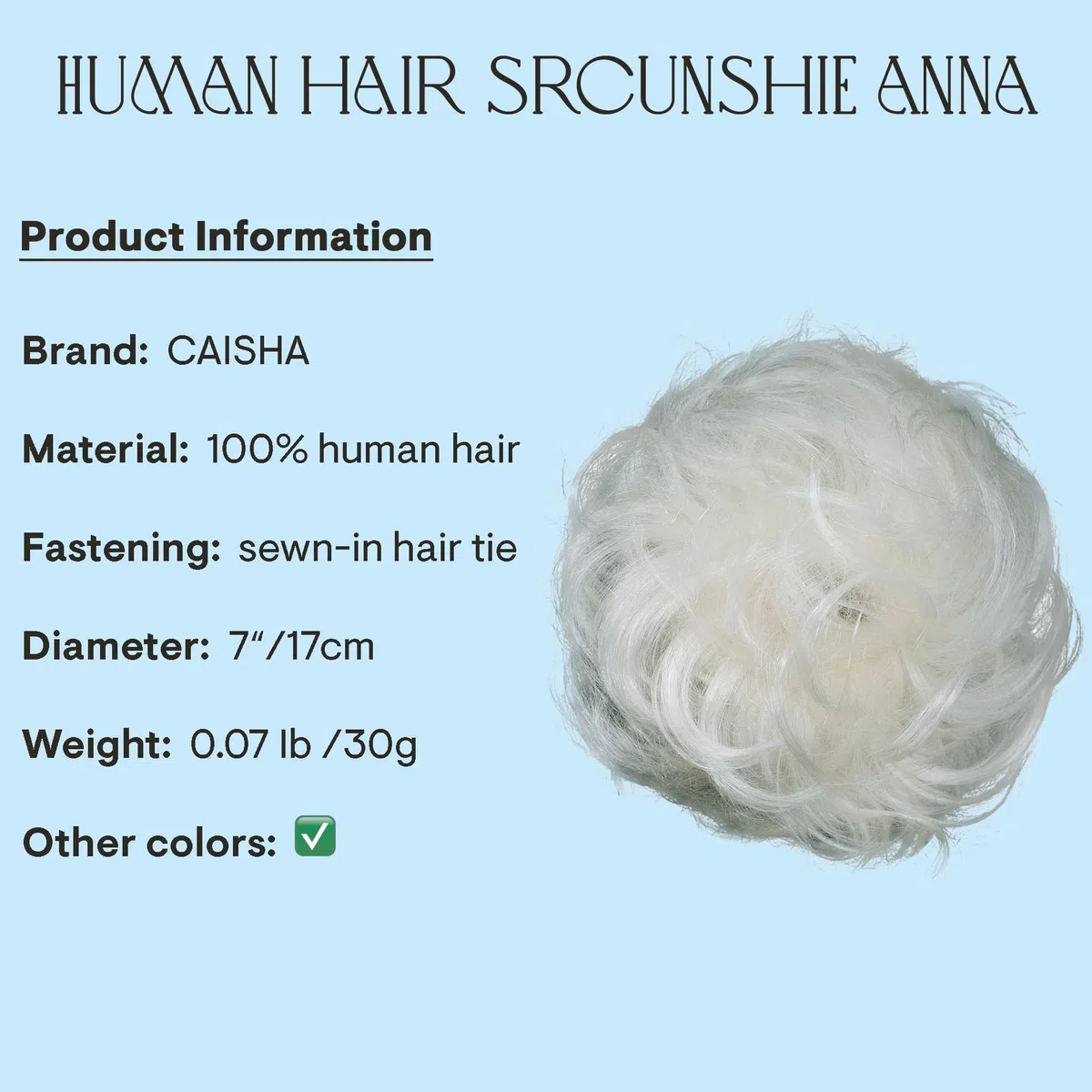 CAISHA Cravatta Per Capelli 100% Capello Umano Pezzo Per Capelli Ispessimento Dei Capelli Treccia Fascia Per Capelli Accessori Per Capelli Biondo Platino H312b