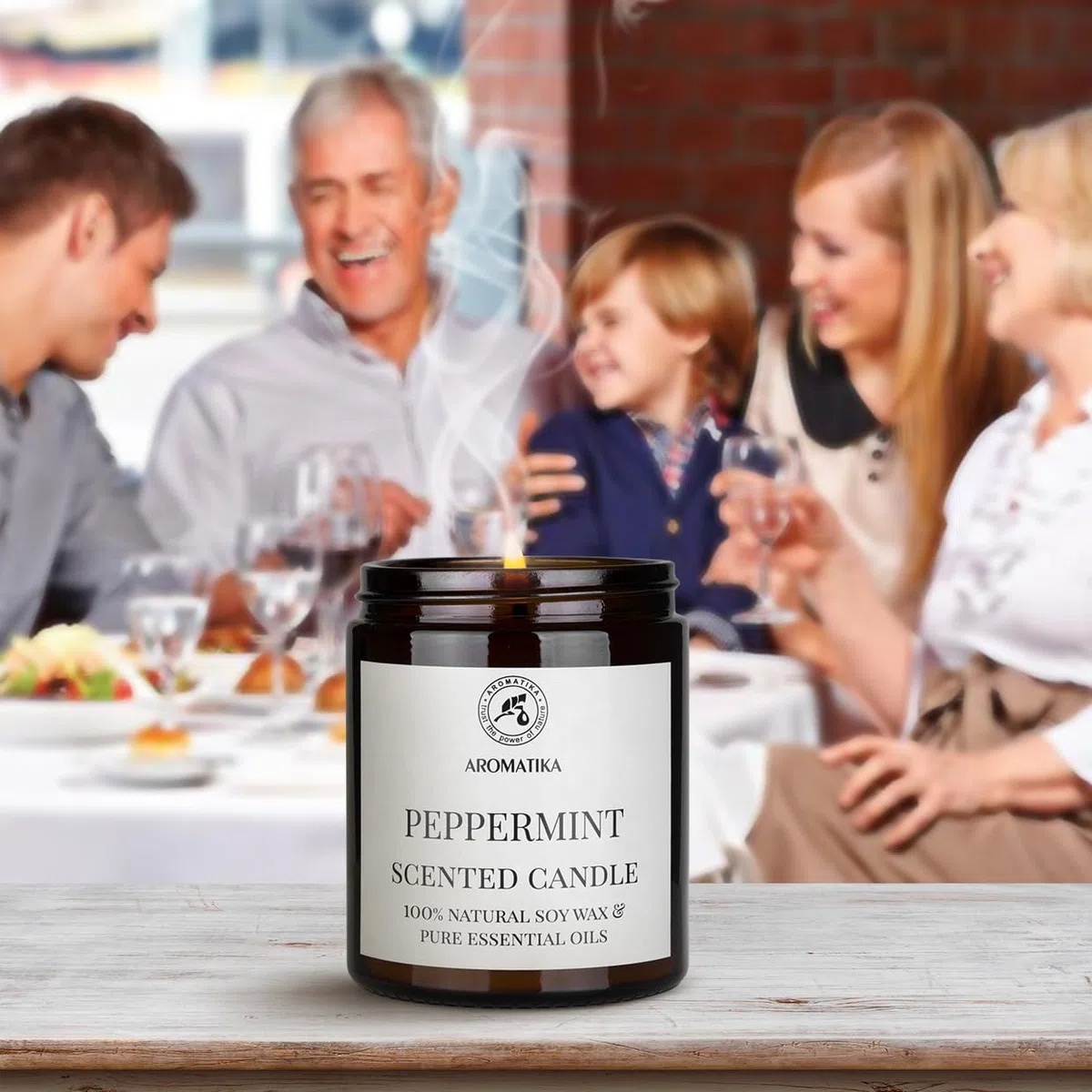 Candela Profumata di Menta Piperita 150g - Olio Essenziale al 100% di Menta Piperita - Candela Alla Cera di Soia - Aromaterapia - Candela Regalo - Fresca Fragranza - Idea per il Compleanno - Natale