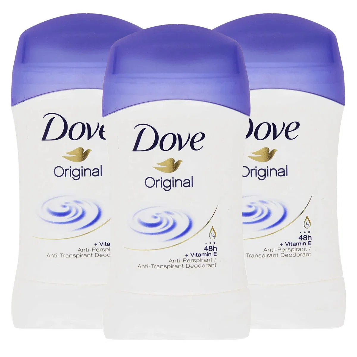 3x Dove Deodorante Original Anti Traspirante con Crema Idratante Profumo Delicato - 3 Deodoranti Stick da 30ml