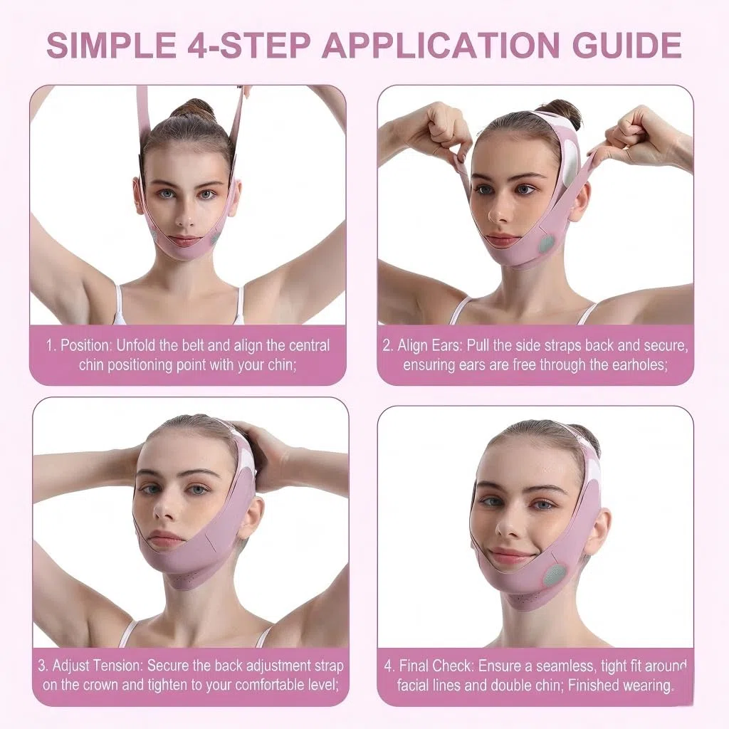 Fascia Doppio Mento Donna e Uomo, Maschera Lifting Viso V-Line Riutilizzabile, Guaina Viso per Sollevare Guance Cadenti e Definire Jawline