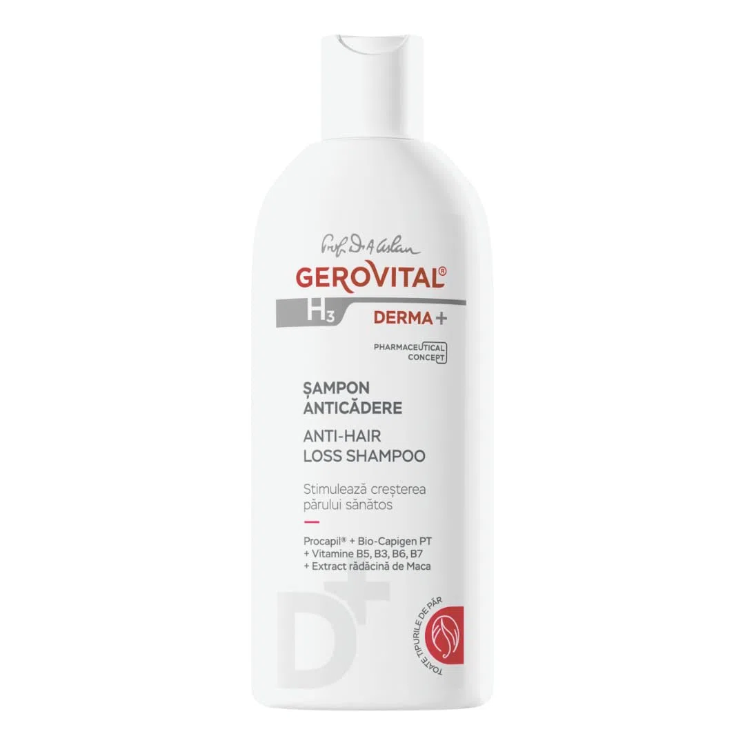 Gerovital H3 Derma+ Shampoo Anticaduta Capelli, Dermatocosmetico, Shampoo Rinforzante contro Caduta e Alopecia, Capelli più Forti, Donna e Uomo, 200 ml