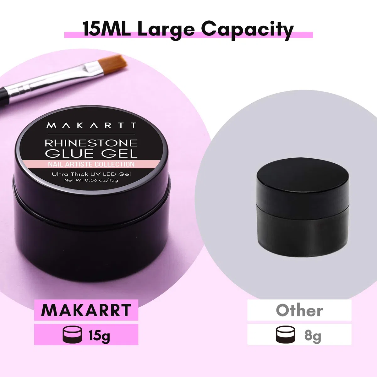 Makartt Colla per Unghie, 15g Gel per Colla Strass per Gemme con Pennello, UV per Unghie in Gel Colla per Strass Pietre di Cristallo Gioielli