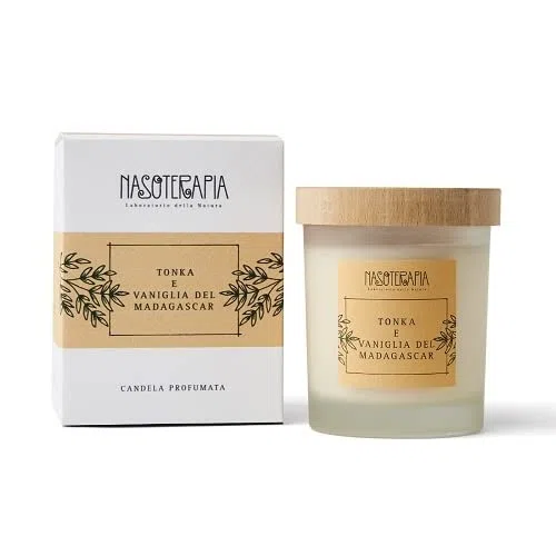 Nasoterapia - Candela profumata Tonka e Vaniglia Madagascar 180g cera di soia