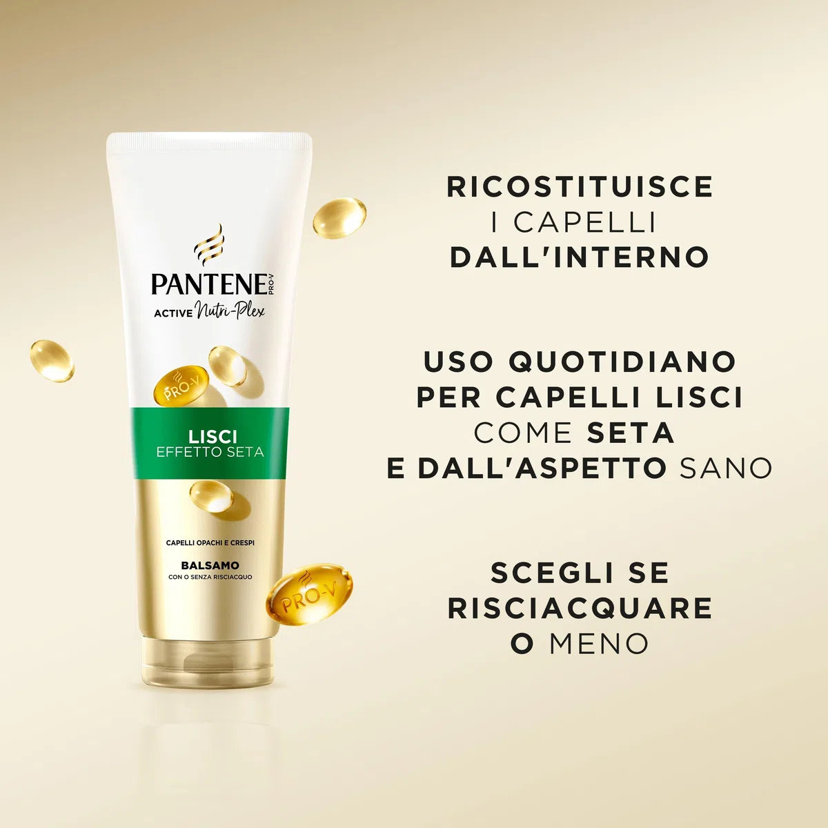 Pantene Pro-V Lisci Effetto Seta Balsamo 6x230ml per Capelli Crespi e Opachi, Balsamo Quotidiano, Con Vitamina B5 e Miscela di Nutrienti, Senza Olio Minerale e Coloranti, Tecnologia Active Nutri-Plex