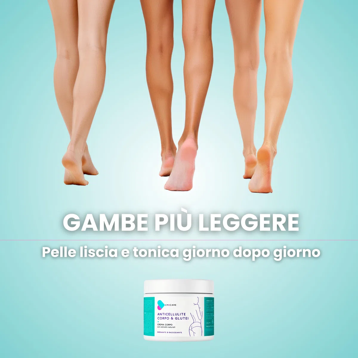 EM CARE Crema Anticellulite Forte Drenante e Rassodante per Cosce, Glutei e Corpo – Con Caffeina, Guaranà, Ananas e Ippocastano – Azione Tonificante e Microcircolazione – Made in Italy – 250 ml