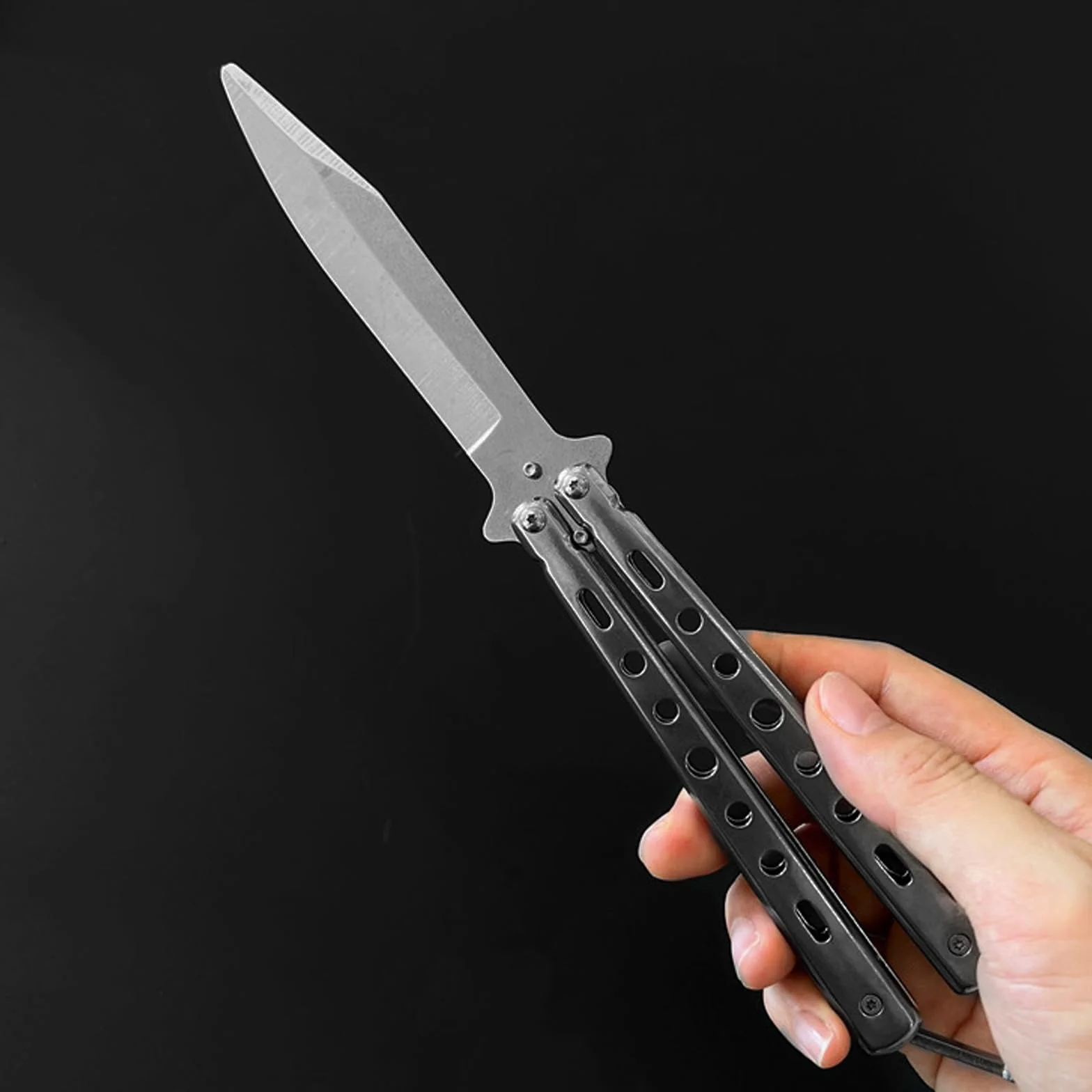 3 pezzi per allenamento a farfalla: coltello da allenamento per farfalle pettine in acciaio inossidabile con lama non levigata per principianti Coltello da allenamento Balisong, per allenamento