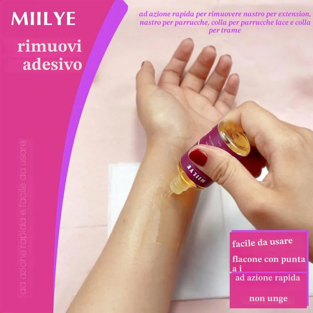 MIILYE Colla per parrucche in pizzo e set di rimozione della colla in pizzo, ricambio invisibile impermeabile, solvente + nastro adesivo per punte + pennello per colla per parrucche