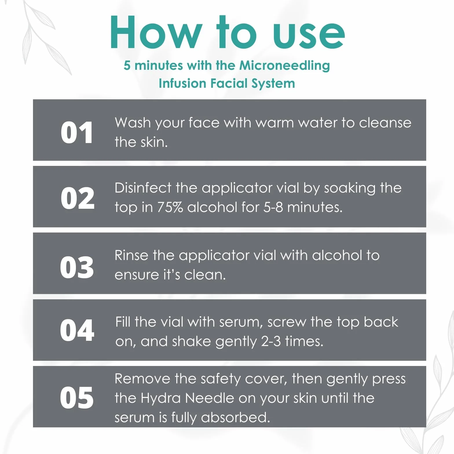 Set di Sistema di Infusione con Microneedling, incluso Hydra Needle da 0,5 mm 1 pezzo, 2 Testine di Ricambio e 3 Fiale di Siero Anti-Invecchiamento da 5 ml, Trattamento Anti-Invecchiamento