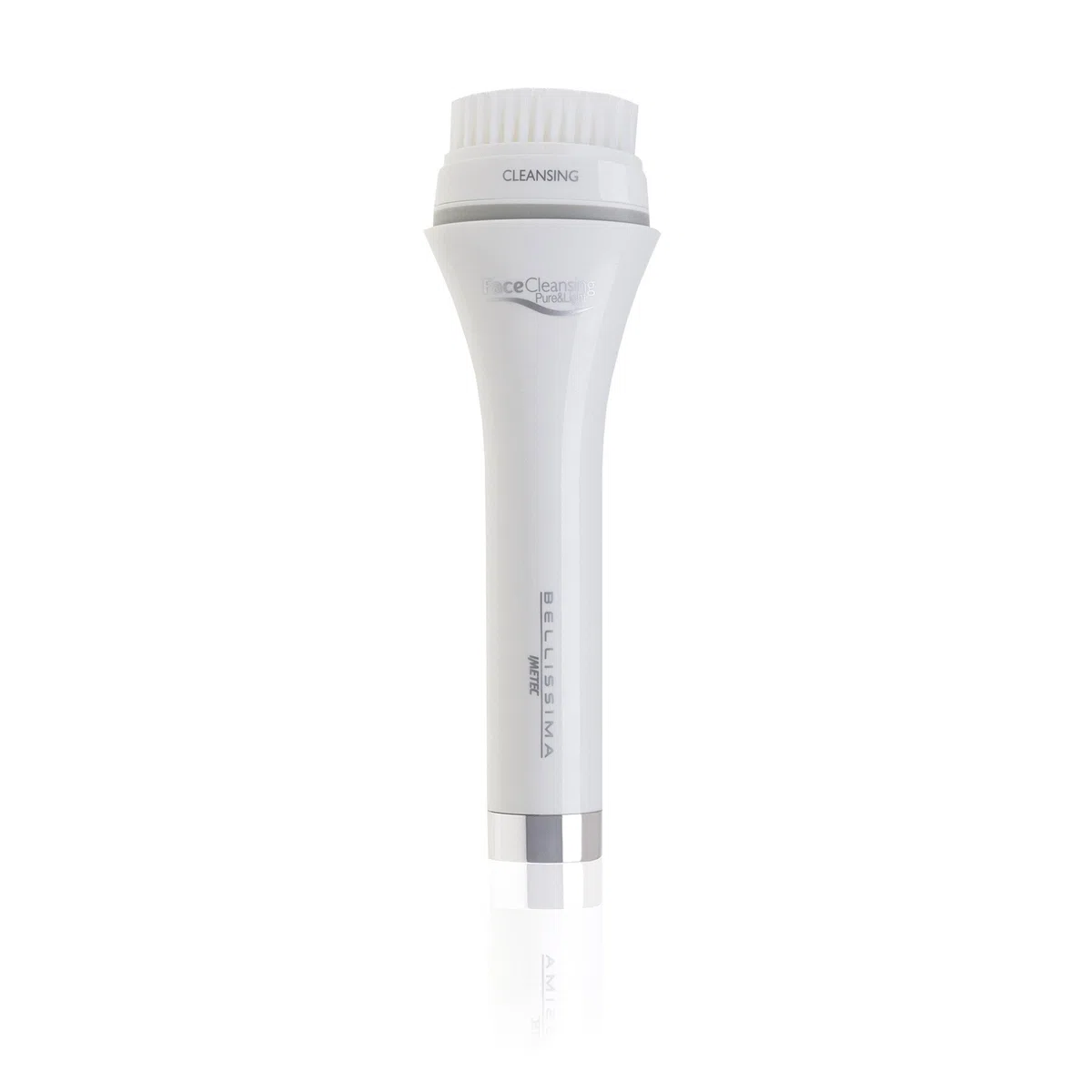 BELLISSIMA Imetec Face Cleansing Pure&Light Spazzola per la Pulizia del Viso, 4 Diverse Testine Trattamenti Personalizzati, Uso Anche Sotto Doccia una Pelle Liscia e Levigata