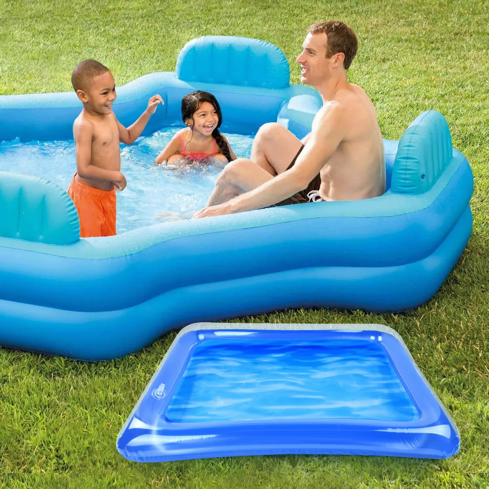 Pediluvio e Piscina Gonfiabile, Bacino per Pediluvio 60 x 45 CM, con Pompa per Scale di Ingresso, Spa, Accessori per Piscine Fuori Terra