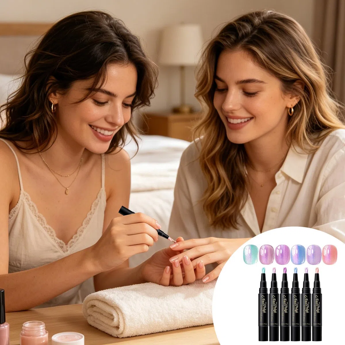 Penna per unghie, polarizzata, a base d'acqua, lucida, senza lampada, per fai da te, manicure, disegno, asciugatura rapida, accessorio di bellezza alla
