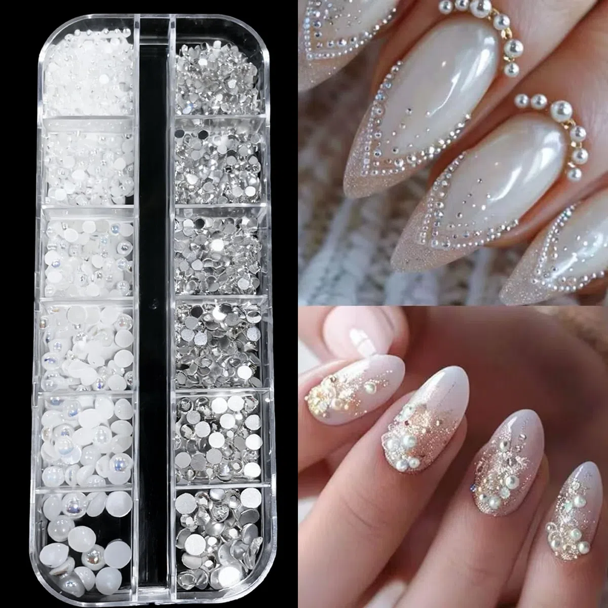 8 Scatole Set di Decorazione per Unghie, Confezione Grande, Oltre 10000+ Strass/Glitter/Fiori 3D/Perline/Charm per Unghie, Accessori Professionali per Nail Art per Manicure Fai da Te
