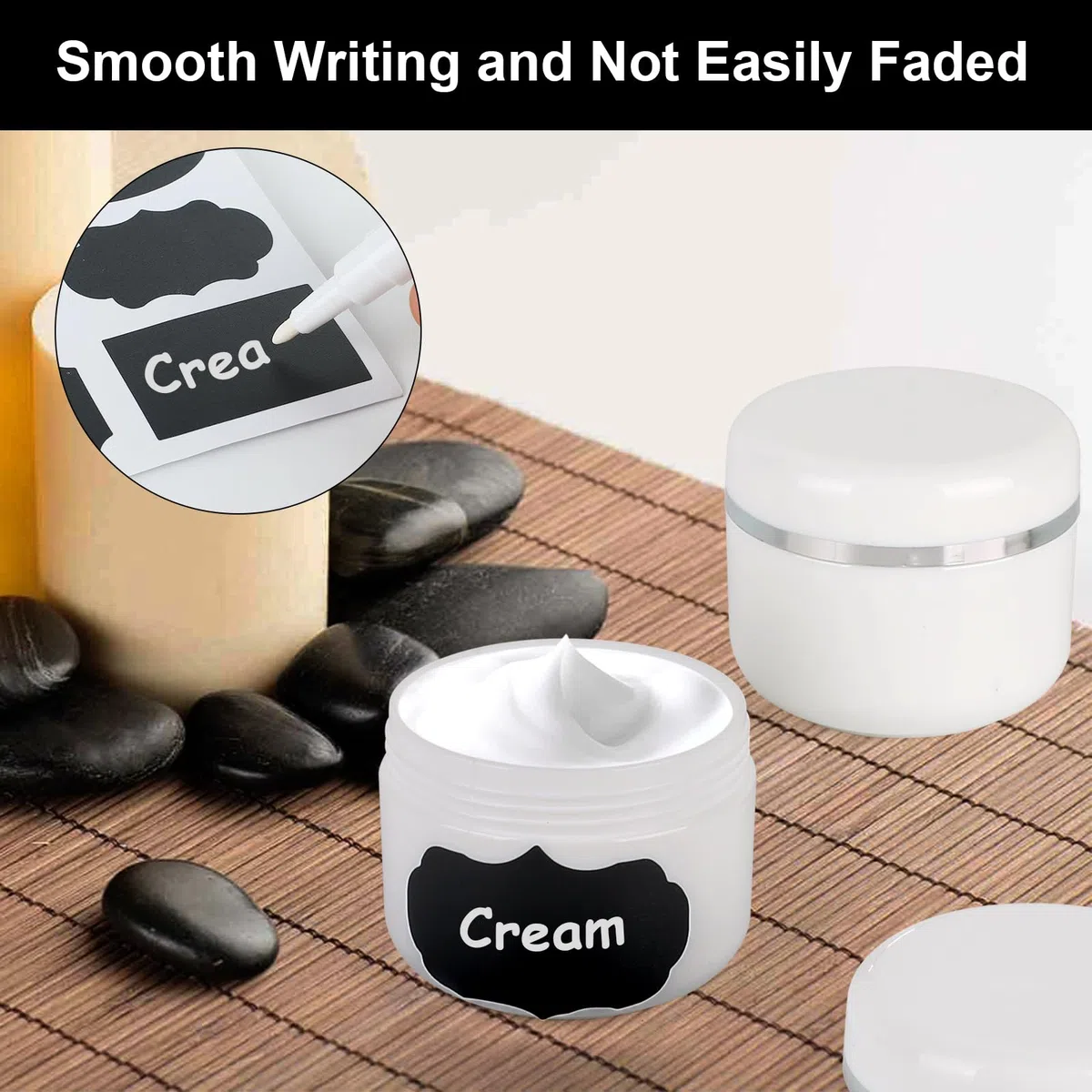 15 Pezzi 50ml Contenitori Cosmetici Riutilizzabile Plastica, Crema Barattoli Vasetto Vuoto di Bordo, Barattolini Cosmetici, con Cucchiaio Raschiatore, Etichetta per Lozioni e Creme