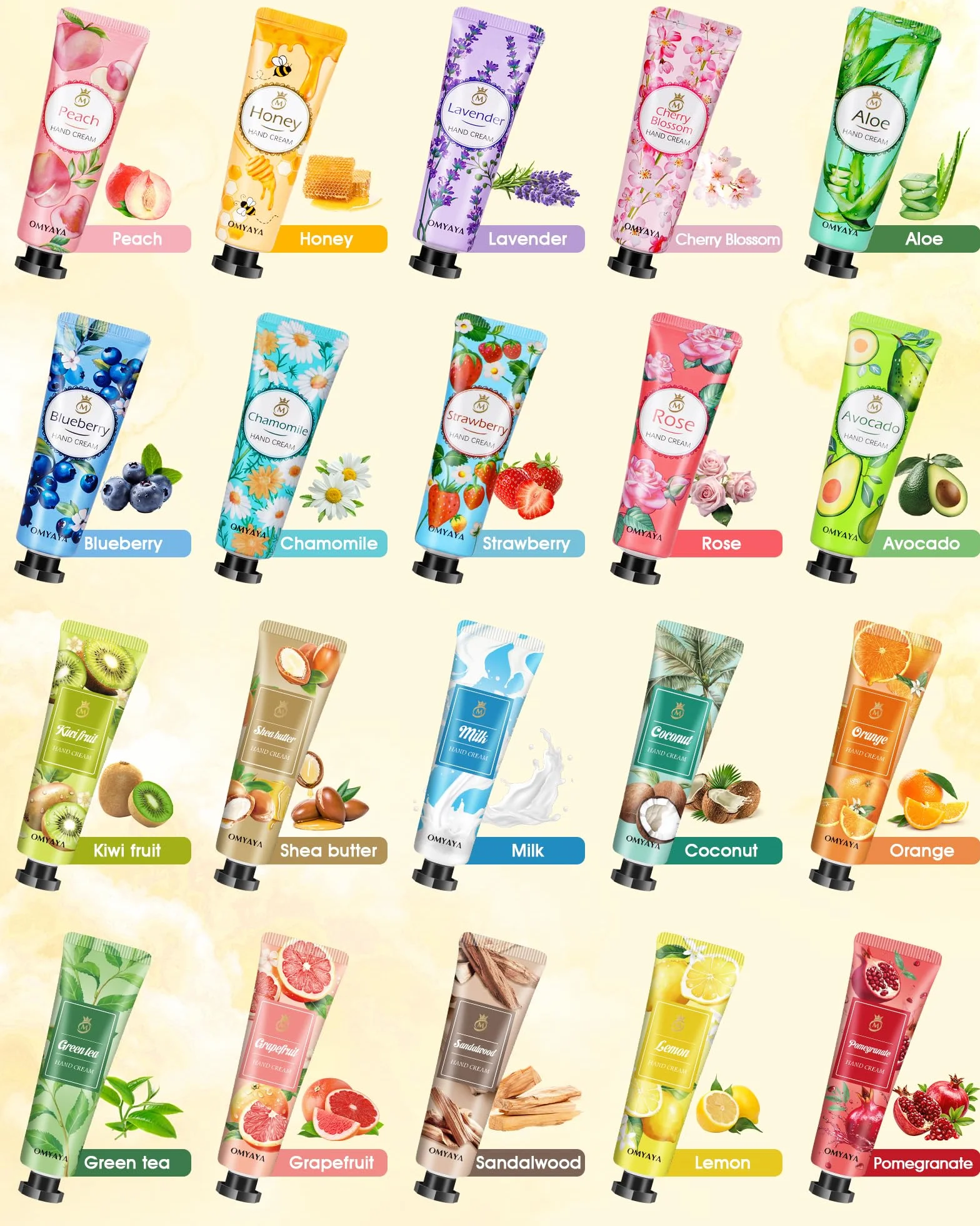 40 Pezzi Mini Crema Mani Idratante Regalo per Donna,Hand Cream per Mani Normali e Secche, Trattamento Quotidiano per le Mani,Set Regalo da Donna, Festa Della Mamma, Compleanno, Natale