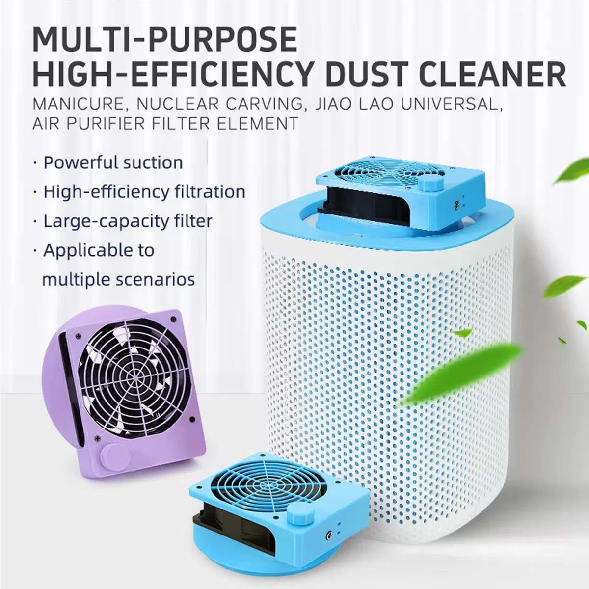 MRKU Aspiratore per Polvere di Fresa per Unghie con Filtro Lavabile, aspirazione silenziosa, aspirapolvere per Manicure, Ventola a Pedale da 40 W, Controllo Intelligente a 3 velocità, Adatto