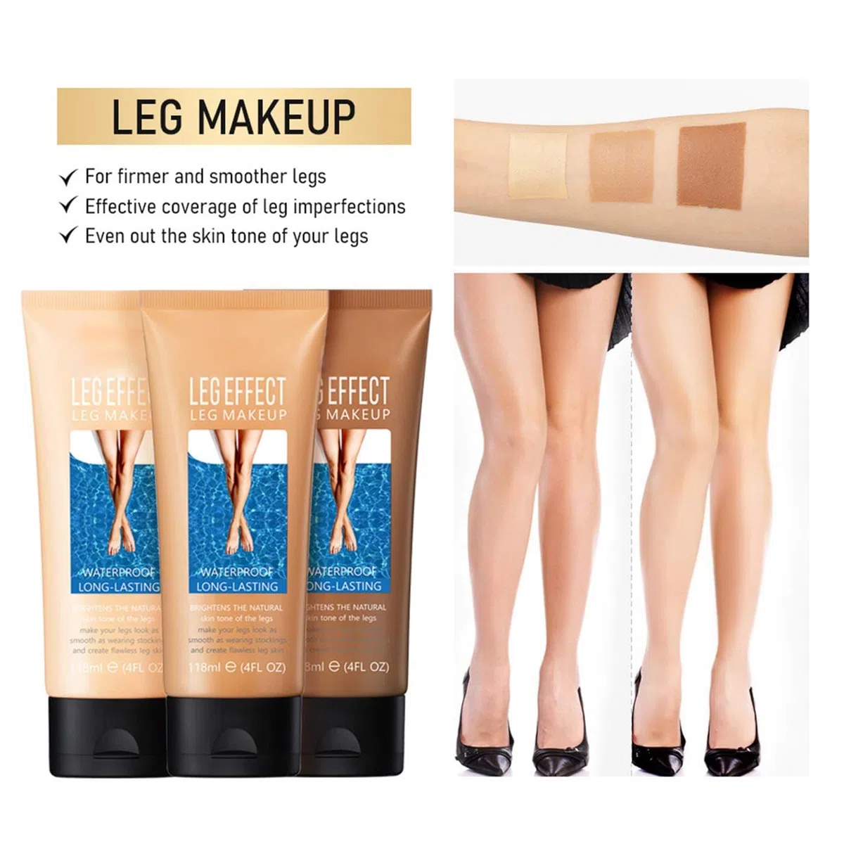 Trucco per Gambe Impermeabile Senza Trasferimento - Lozione per Il Trucco delle Gambe,Trucco Impermeabile per Le Vene Varicose,Fondotinta Impermeabile per Coprire Cicatrici Su Gambe E Corpo (2#)
