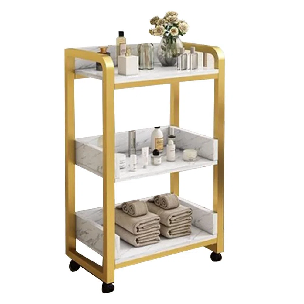 Carrello da parrucchiere con armadio portaoggetti e armadietto di bellezza mobile per attrezzature spa.