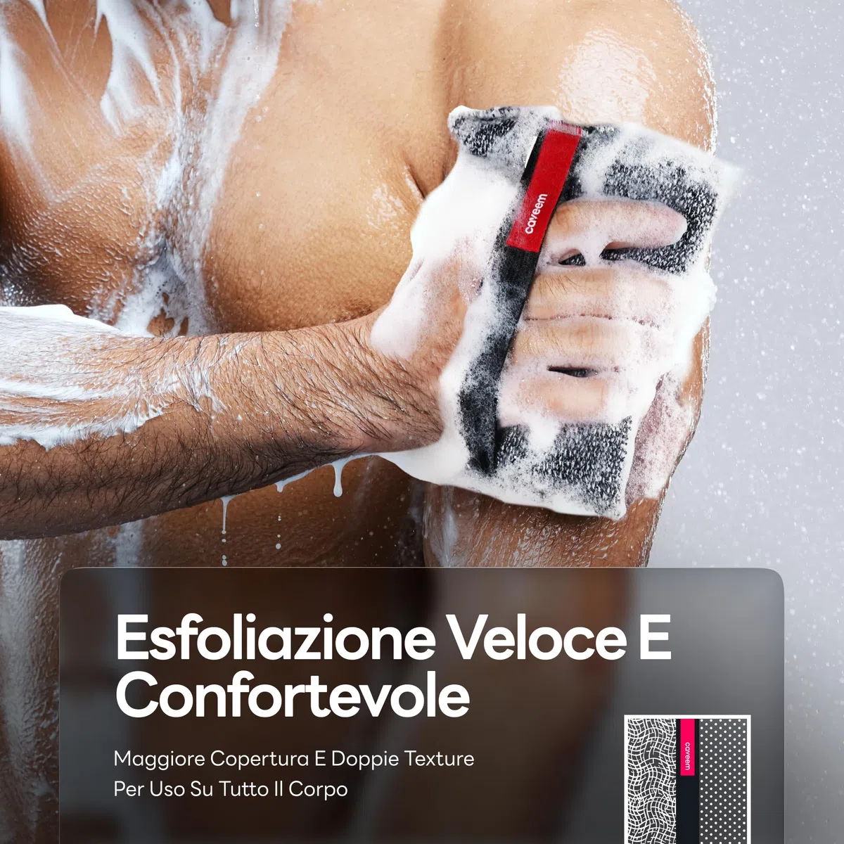 CAVEEM Scrubber Esfoliante Per Il Corpo, Grande Esfoliante Per Il Corpo A Doppia Consistenza Per Rimuovere La Pelle Morta, Spugna Quadrata Leggera, Morbida E Ruvida Per La Doccia, 2pcs