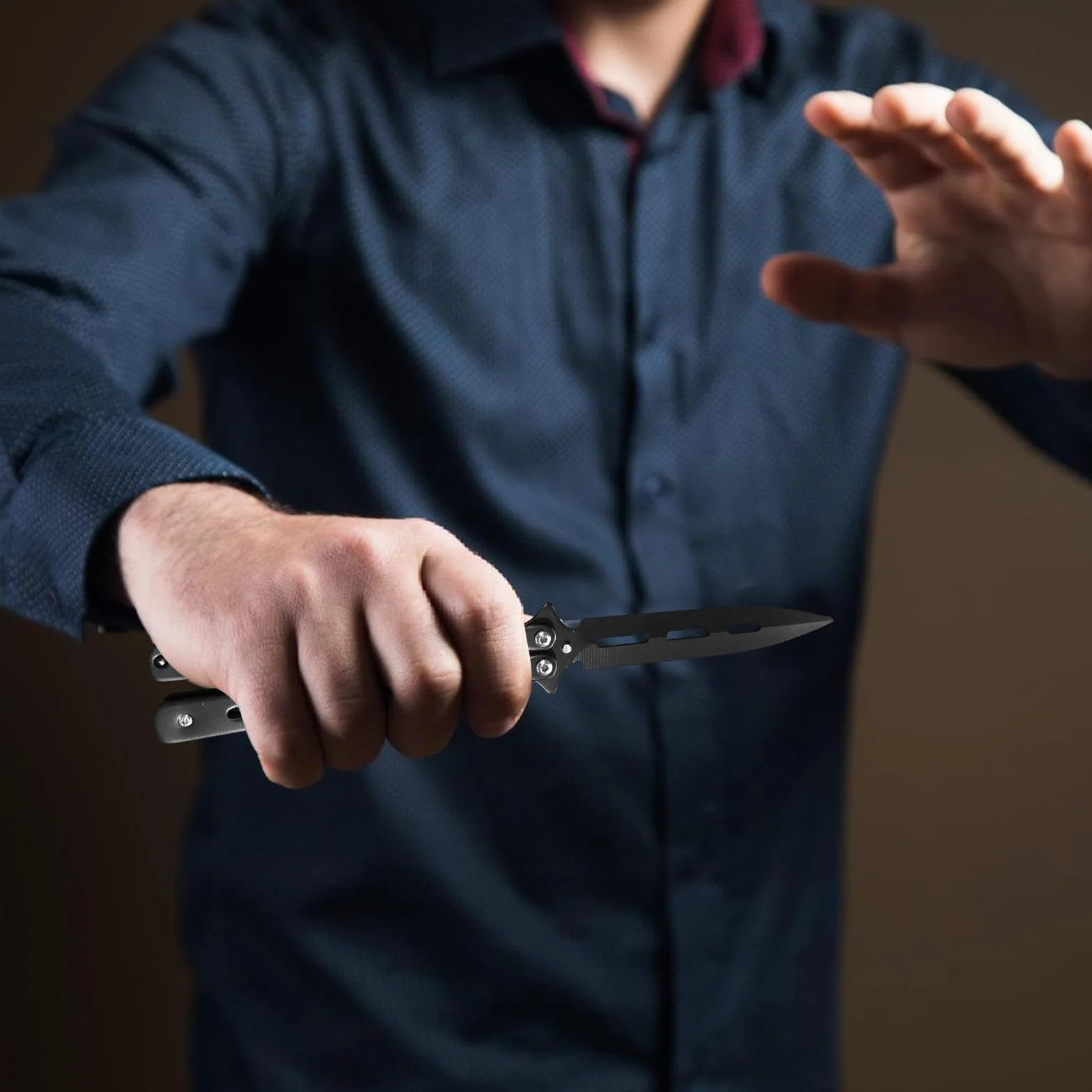 3 pezzi per allenamento a farfalla: coltello da allenamento per farfalle pettine in acciaio inossidabile con lama non levigata per principianti Coltello da allenamento Balisong, per allenamento